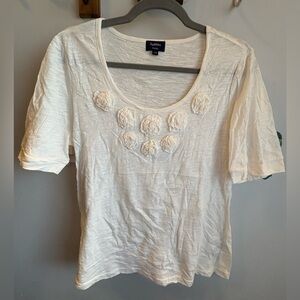 Reitmans Cream Ruffled Short Sleeve Blouse